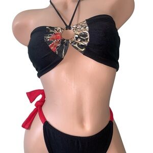 Elegant Black and Red Women's Bikini